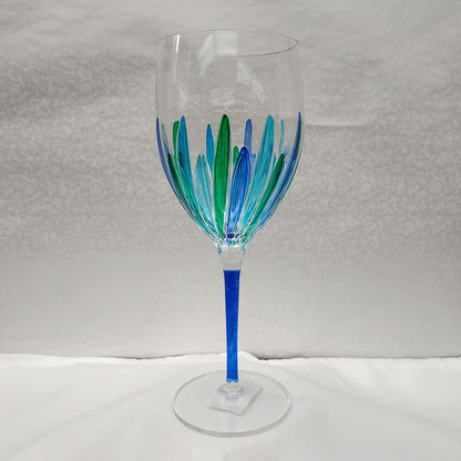 Incantos Peacock Collection Blue/Green Wine Glass (Italian Glass)