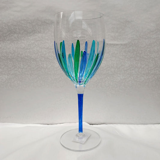 Incantos Peacock Collection Blue/Green Wine Glass (Italian Glass)