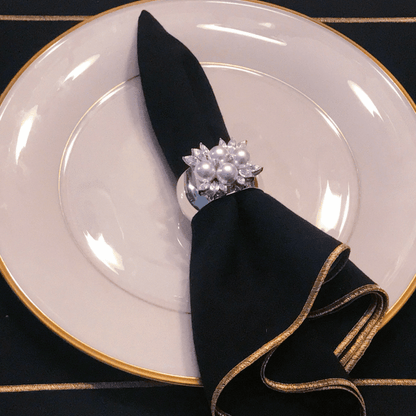 Isabella Adams Pearl & Crystal Napkin Rings Set/4
