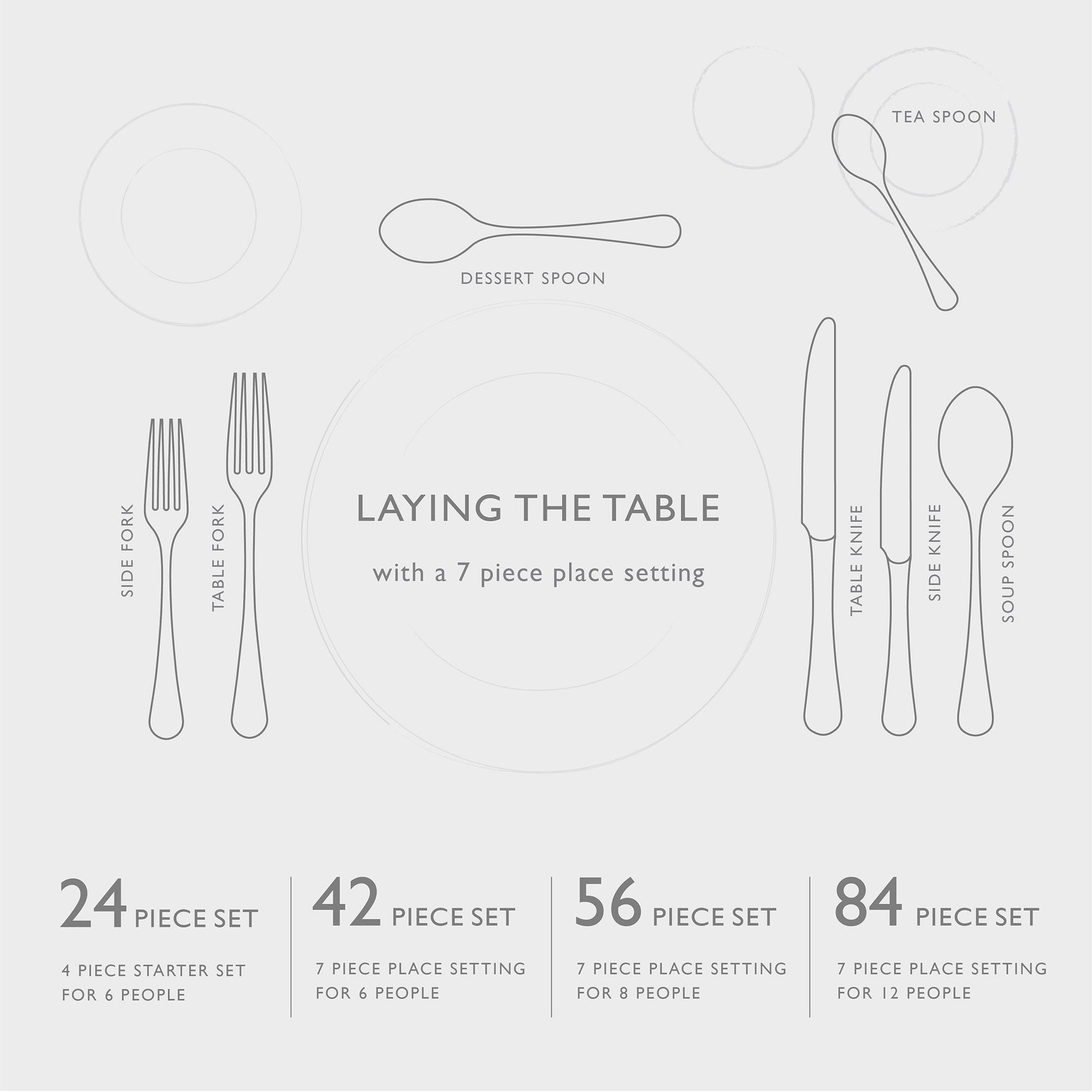 Fairford Bright Cutlery Set, 84 Piece for 12 People
