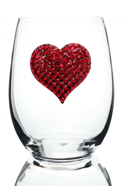 Jeweled Stemless Wine Glass - Heart