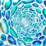 Kaleidoscope Vase Blue/Green Hand-painted (Italian Glass)