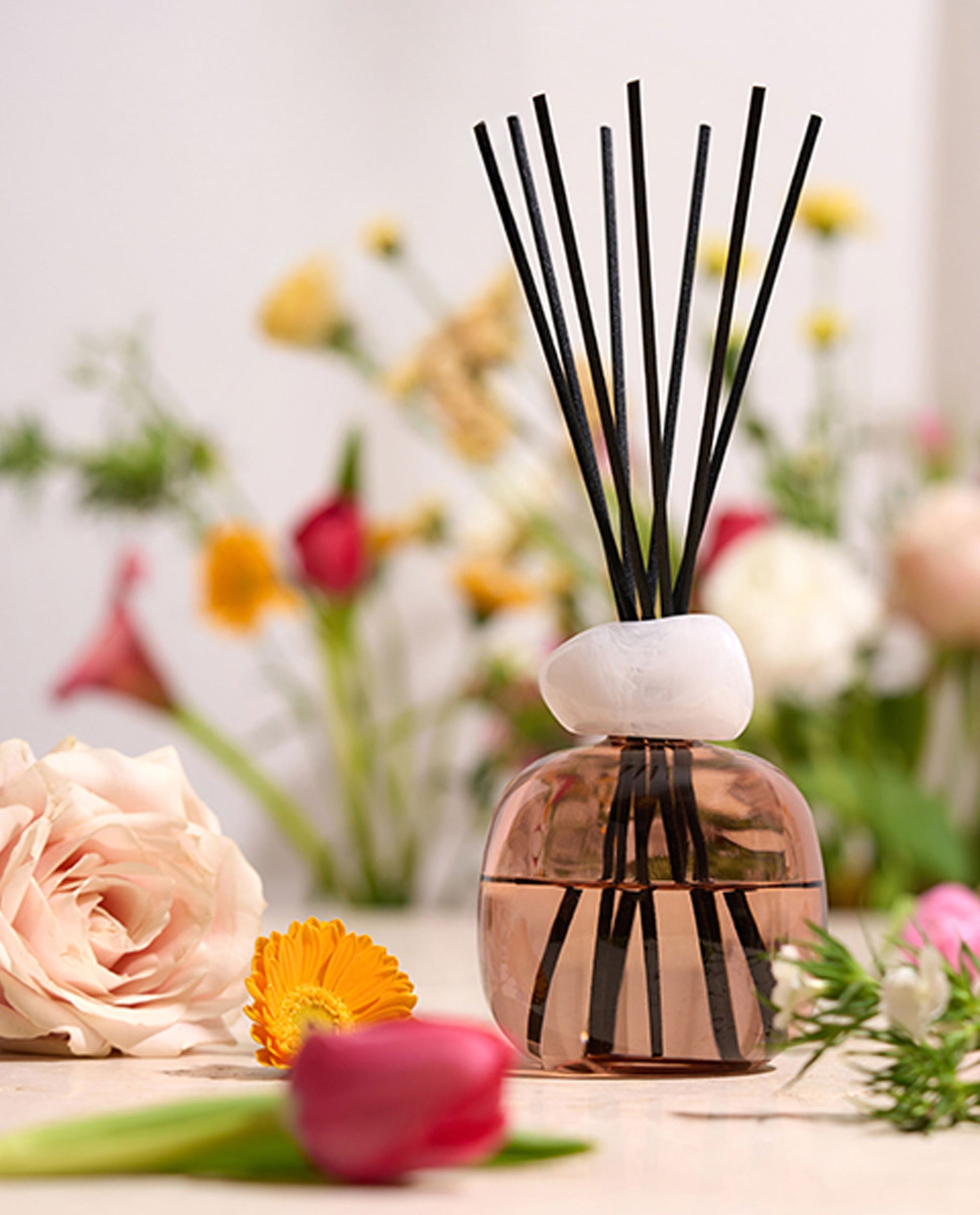 Mineral Burnt Sienna/White Reed Diffuser Gift Set with Lady Flower