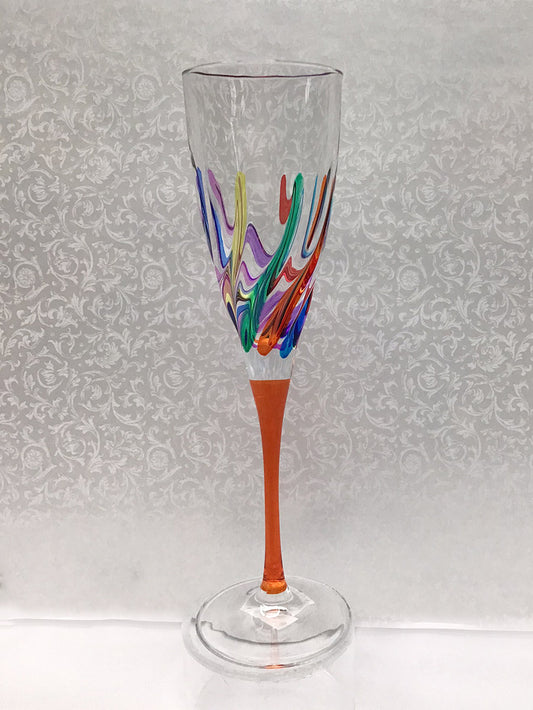 Trix Collection Multi-Colored Champagne Flute (Italian Glass)
