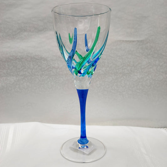 Trix Collection Blue/Green Wine Glass (Italian Glass)