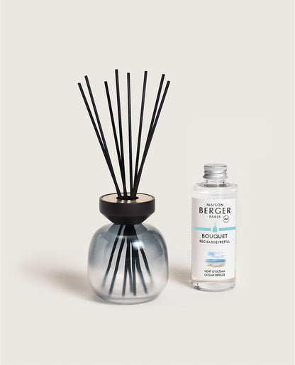 Wood Black/Frosted White Reed Diffuser with Ocean Breeze