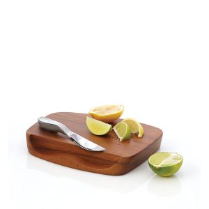 Nambe Blend Bar Board with knife and fruit