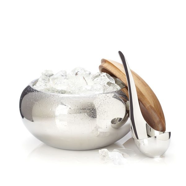 Nambe Scoop Ice Bucket Open - Filled with Ice