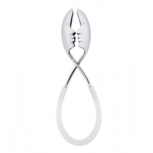 Kiss Salad Tongs with Stainless Head (White)