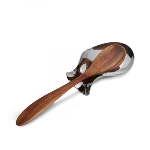 Nambe Curvo Spoon Rest with Wooden Spoon (not included)