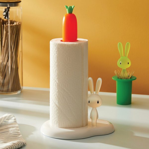 Alessi Bunny Paper Towel Holder -white base pictured with paper towel roll