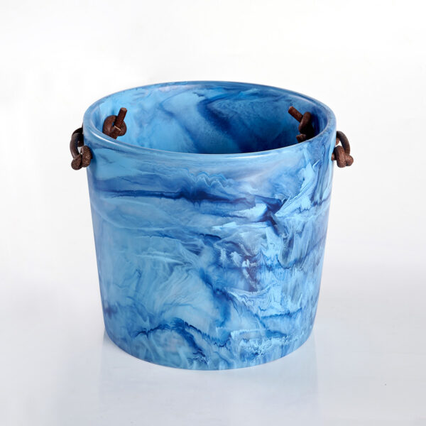 Hand Crafted Resin Classic Ice Bucket Denim Swirl