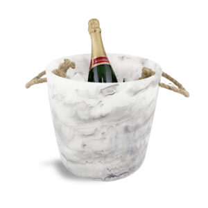 Hand Crafted Resin Classic Ice Bucket White Swirl