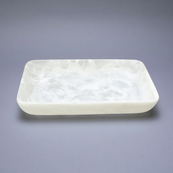 Classic Square Tray Large White Swirl
