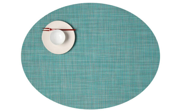 Chilewich Mini Basketweave Oval Placemat Turquoise