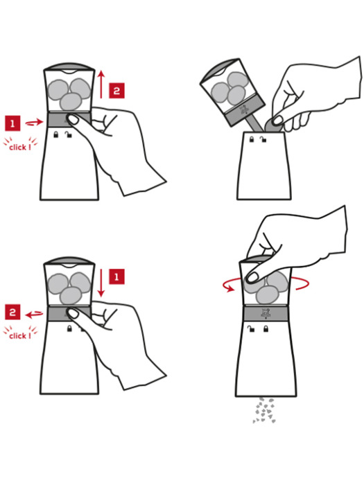 diagram of how to use the Daman nutmeg grinder 
