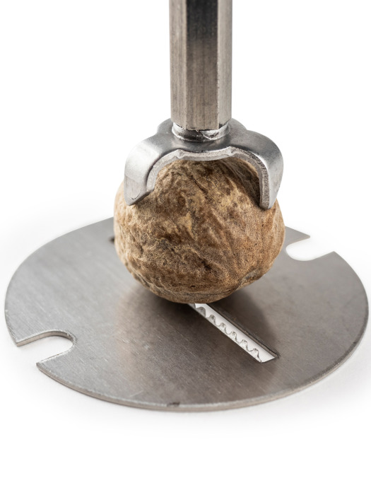 Daman nutmeg grinder - closeup of grinding apparatus
