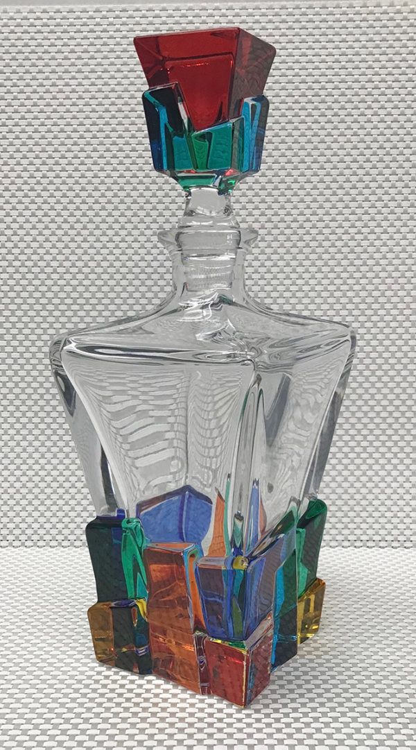Italian Glass Cracked Ice Collection Decanter