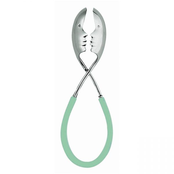 Kiss Salad Tongs with Stainless Head and Aqua Handle