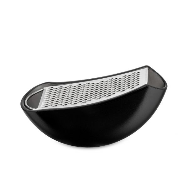 Alessi Grater with Cheese Cellar in black - side view