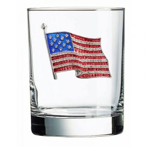 Jeweled Double Old Fashion Glass - American Flag