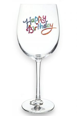Jeweled Stemmed Wine Glass - Happy Birthday
