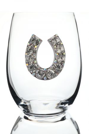 Jeweled Stemless Wine Glass - Horseshoe