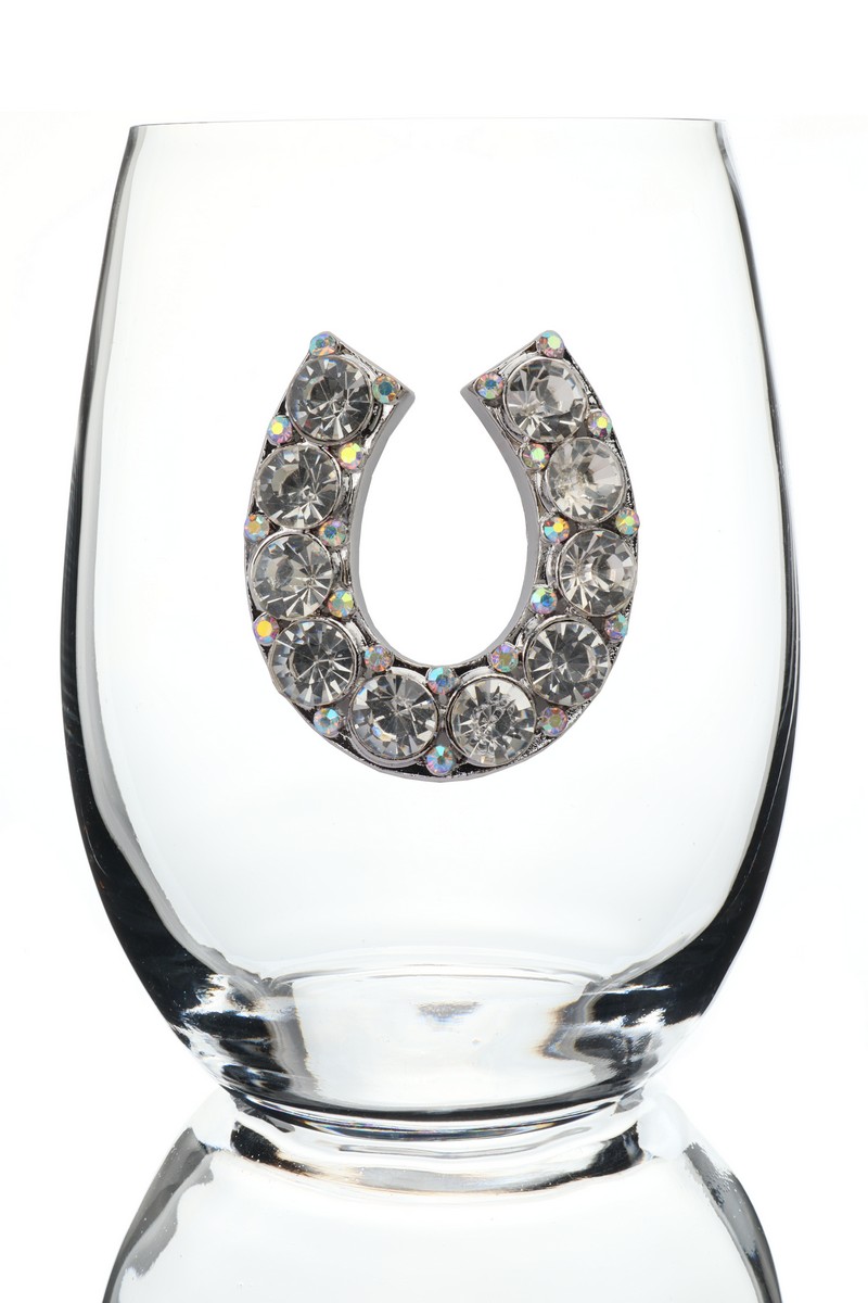 Jeweled Stemless Wine Glass - Horseshoe - Luxurious Interiors
