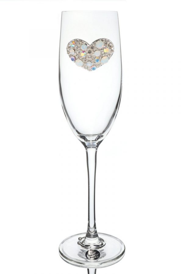 Jeweled Champagne Glass - Crystal Heart