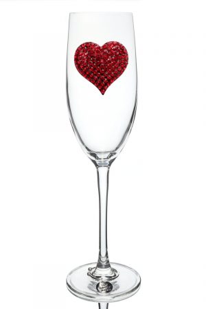 Jeweled Champagne Glass - Red Heart