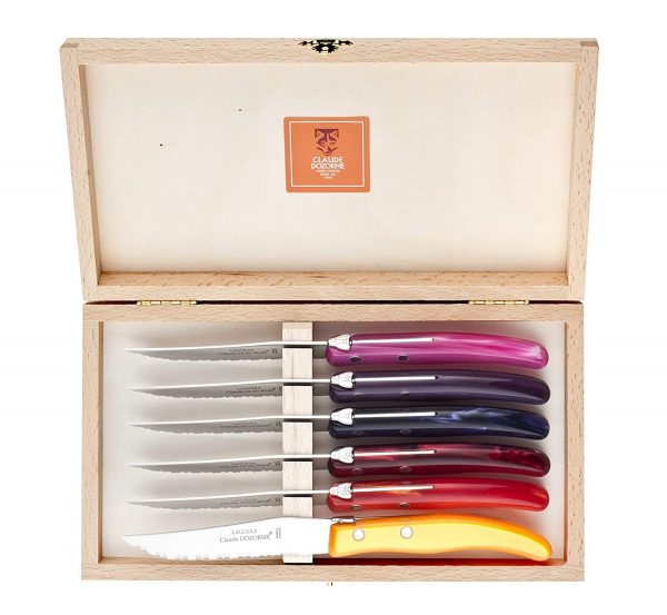 Wooden Display Box containing six knifes by Claude Dozorme s