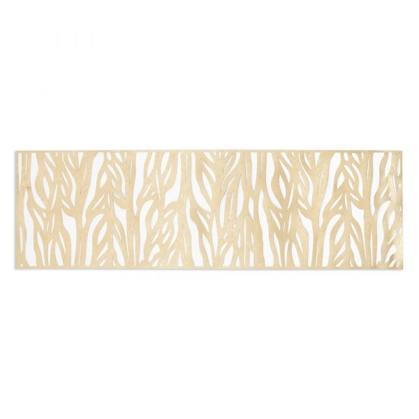 Golden Table Runner with abstract plant pattern