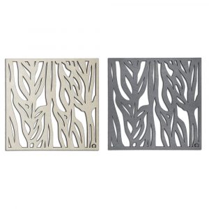 Golden and Dark Grey trivet with abstract plant pattern