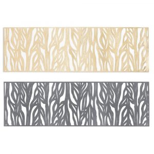 Golden and Dark Grey Table Runner with abstract plant pattern