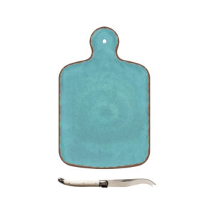 Luxury Melamine Cheese Board and Knife Set - Antiqua Turquoise
