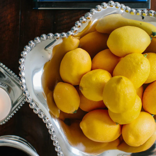Mariposa Pearled Wavy Bowl with lemons