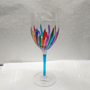 Incantos Collection Multi-Colored Wine Glass with Turquoise Stem