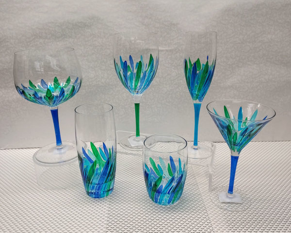 Incantos Collection Peacock - six glass styles