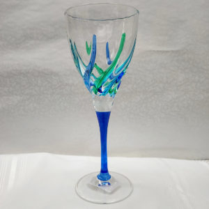 Trix Collection Peacock Wine Glass with blue stem