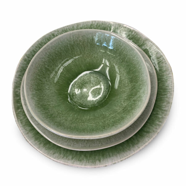 Green Dinner Service - Dinner Plate, Salad Plate, and Cereal Bowl