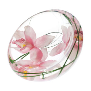 Pink Cymbidium Flower Bowl - Medium
