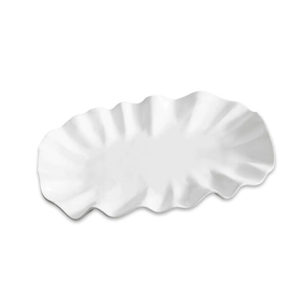 Bloom White Oval Platter on white background