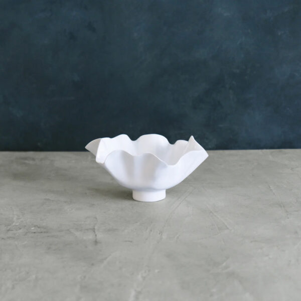Bloom White Small Deep Bowl on gray table
