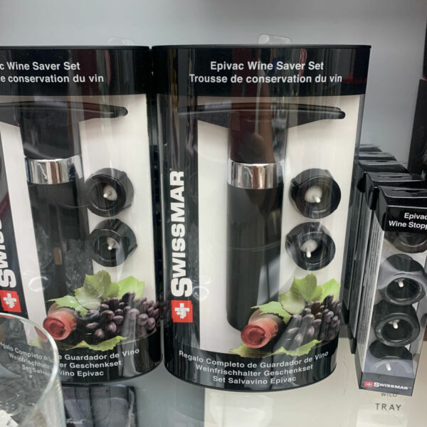 SwissMar Epivac Wine Saver Set packaged and displayed at the store
