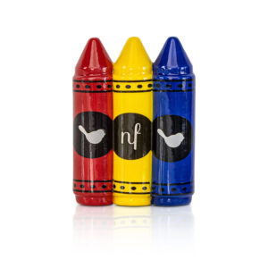 St Judes Limited Nora Fleming Mini A413 - three crayons, red, yellow, and blue